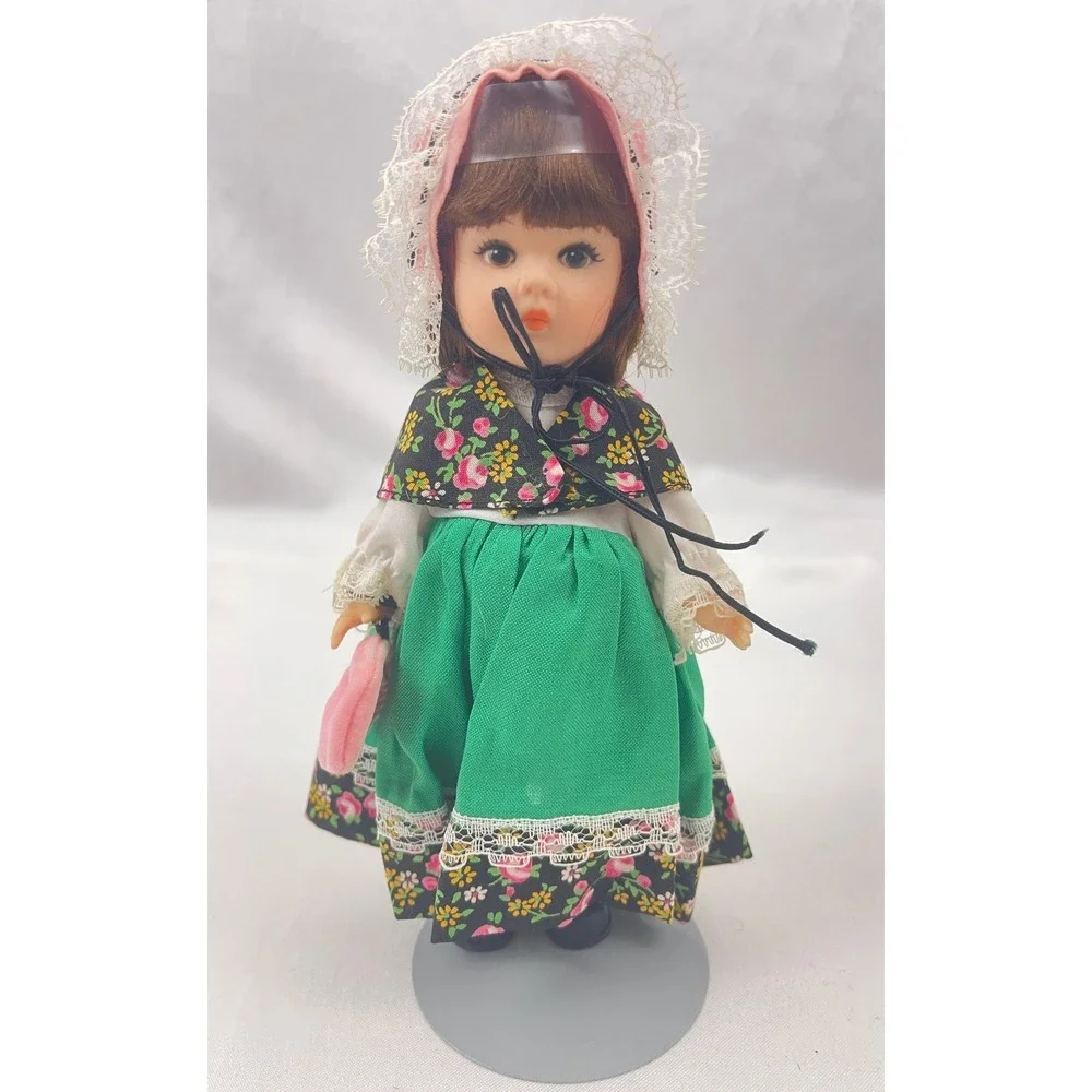 Vintage Vogue Ginny English Doll Traditional Dress Bonnet Pink Purse Collectible